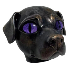 Zwarte Hond Stenen Sculptuur Hars Hond Beeldje met-Lavendel ogen