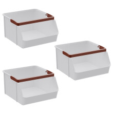 Space Saving Stackable Storage Bin For Closet Cabinet-White