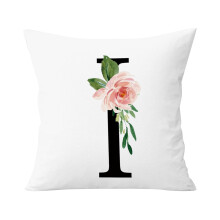 Putetrekk med alfabet, 18x18 tommer, polyester blomsterdesign