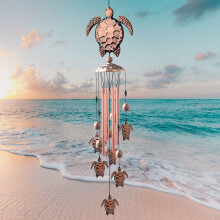 Carillon éolien Tortue marine 90 cm (35,5 po) Décoration de jardin extérieure en aluminium