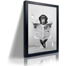 Tableau sur toile représentant un singe rigolo dans une baignoire