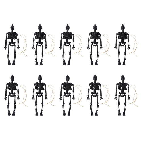 10pcs Halloween Skeleton Party Decoration Plastic Figures-Black