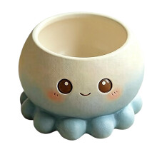 Playful Cartoon Styles Resin Planter- light blue octopus.