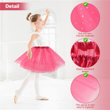 Baby Girl Clothes Stars Sequins Petticoat Ballet Dance Fluffy Tutu Skirt rose Red