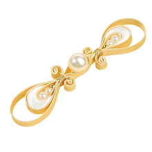 Elegant Knot Button With Gold Beads For Formal Wear-Turmeric