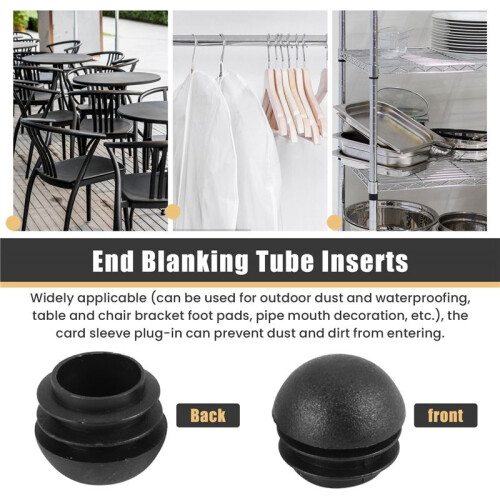 2 Pcs 25mm Dia Plastic Round Tube Inserts End Blanking Caps Black 2