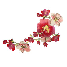 Applique de tissu brodé soluble dans l'eau pour vêtements-Rouge