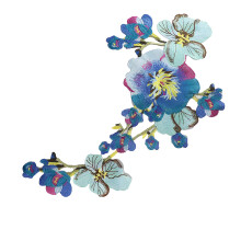 Water Soluble Embroidered Applique For Shirt Dress-Blue