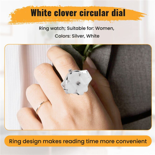 White  Round Dial Finger Ring Quartz Watch For Lady 2