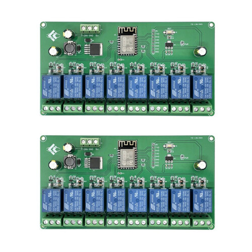 2X ESP8266 WIFI 8 Channel Relay Module ESP-12F Development Board Power Supply 5V/7-28V Wireless WIFI Module 1