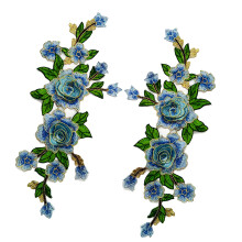 Blumenstickerei zum Aufnähen von Aufklebern,-Himmelblau
