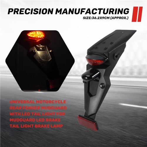 Universal Motorcycle Rear  Mudguard with LED Tail Light for  Mudguard LED Brake Tail Light Brake Lamp 2