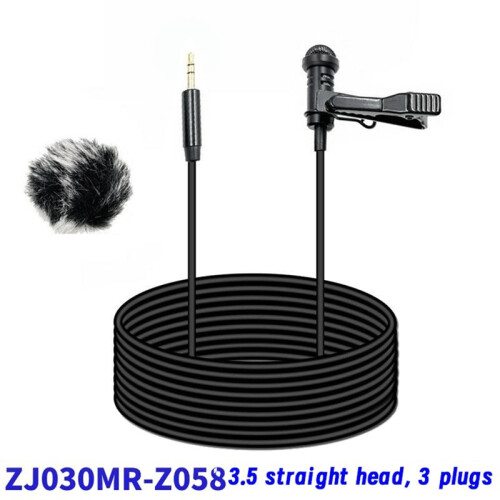 Microfono Lavalier da 3,5 mm + Copertura Antivento Microfono Lavalier Clip- Microfoni con Asola Esterna per Microfono per  1,5 M 1