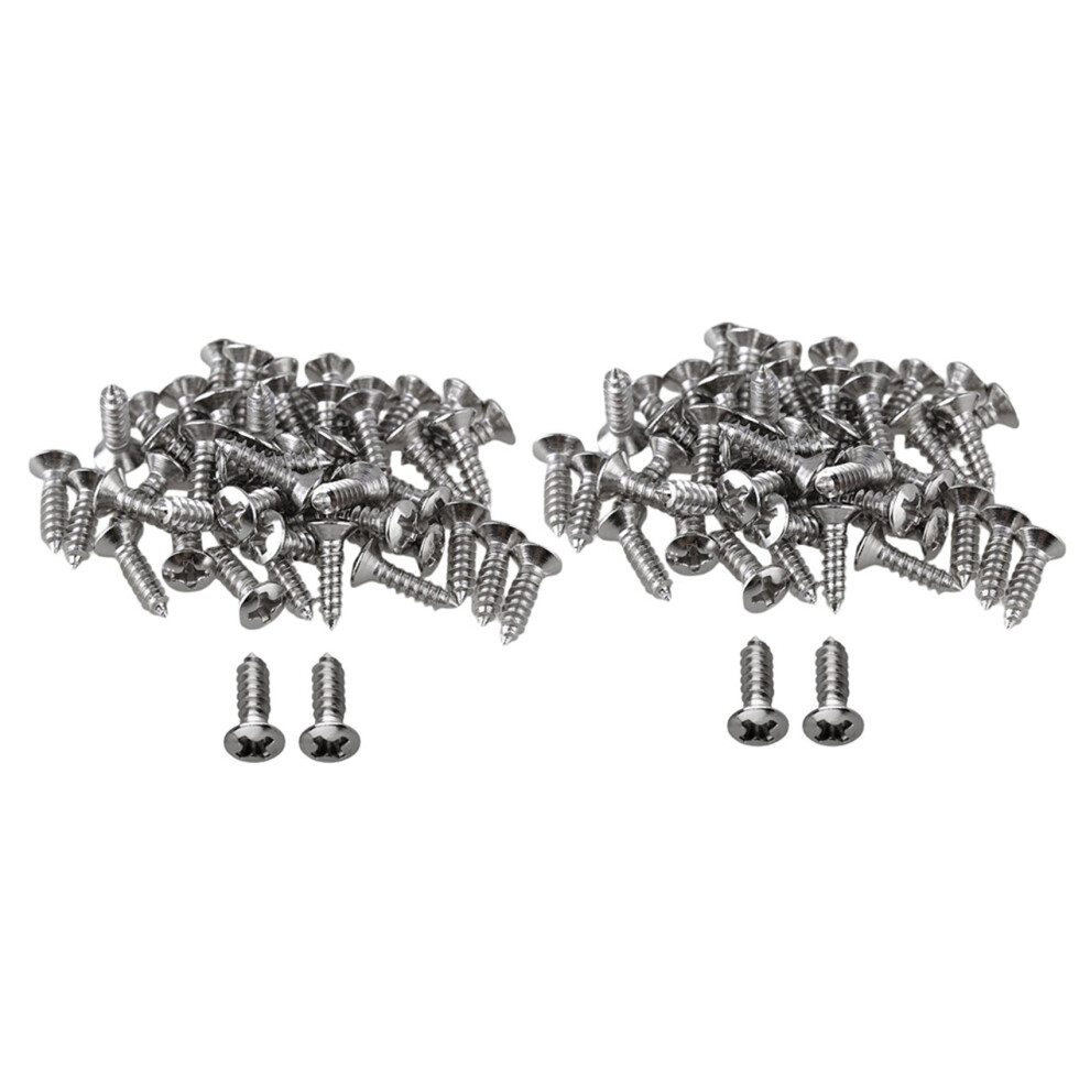 100X Guitar Bass Screws Parts For Scratchplates Pickguard, Silver 6033017053664