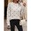Damen-Pullover mit Punkten, Langärmelig, Rundhalsausschnitt, Strickpullover-Oberteile Weiß XL 3