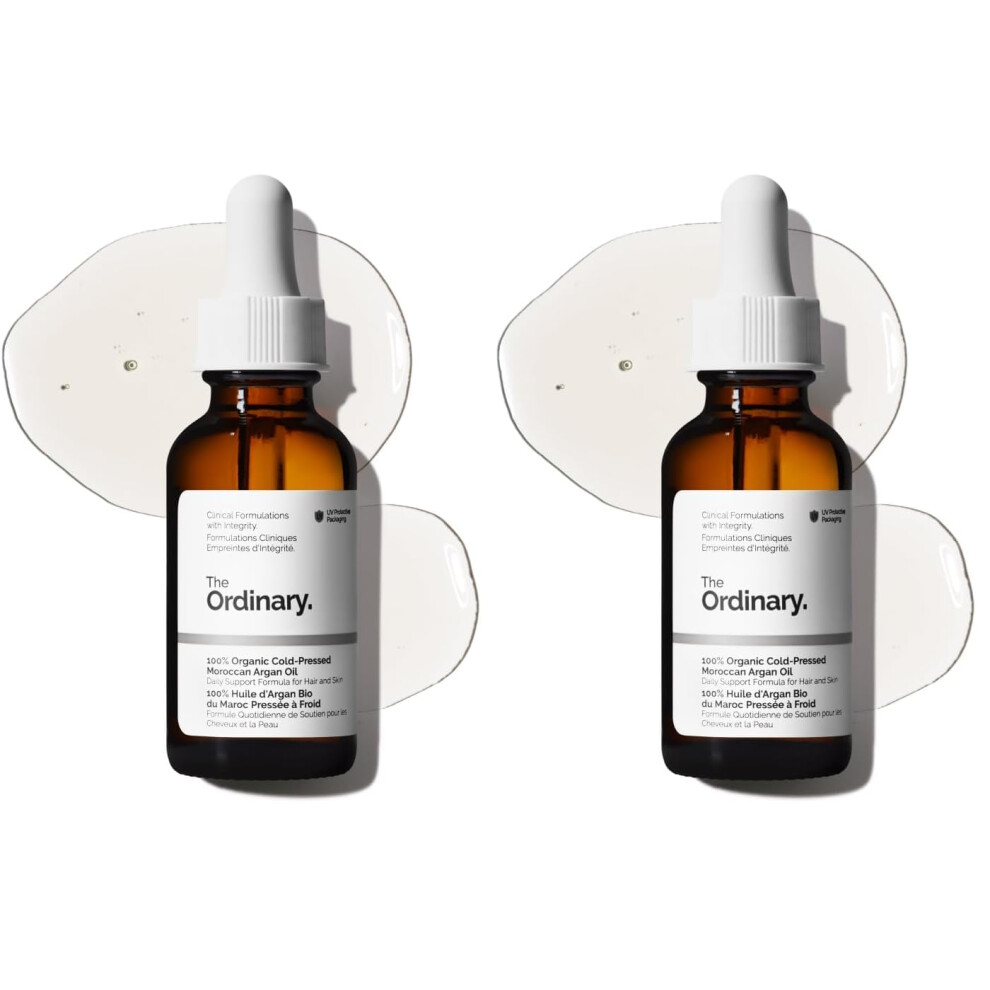 The Ordinary 100% Organic Cold-Pressed Moroccan Argan Oil,Nourishing And Hydrating Treatment For Skin & Hair,1 Fl Oz,(Pack Of 2)