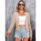 Damen Langarm V-Ausschnitt Strickjacke Jacke Knopfloser Strickschal Pullover Aprikose M 2