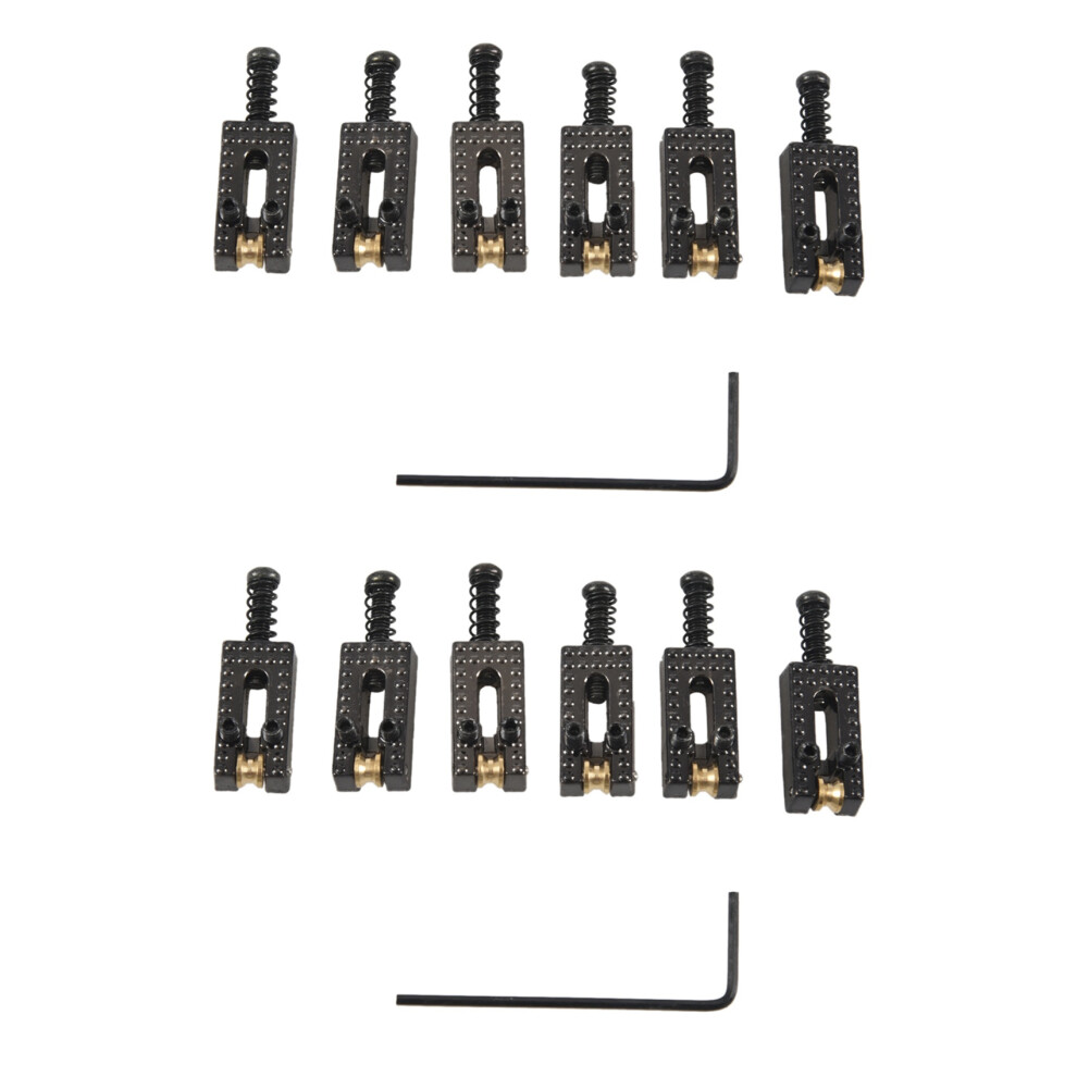12 Roller Bridge Tremolo Saddles With Wrench For Strat Tele Electric Guitar Black 6031094940648