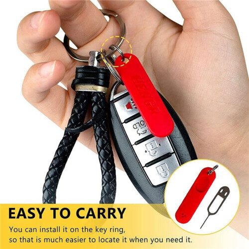 12Pc SIM Card Removal Tool-Sim Card Tray Pin Eject Removal Tool Needle Opener Ejector,with Removable Key Chain,Black+Red