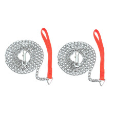 2X 1.6m Heavy Duty Metal Chain Dog Puppy Walking Lead Leash Clip Red Handle