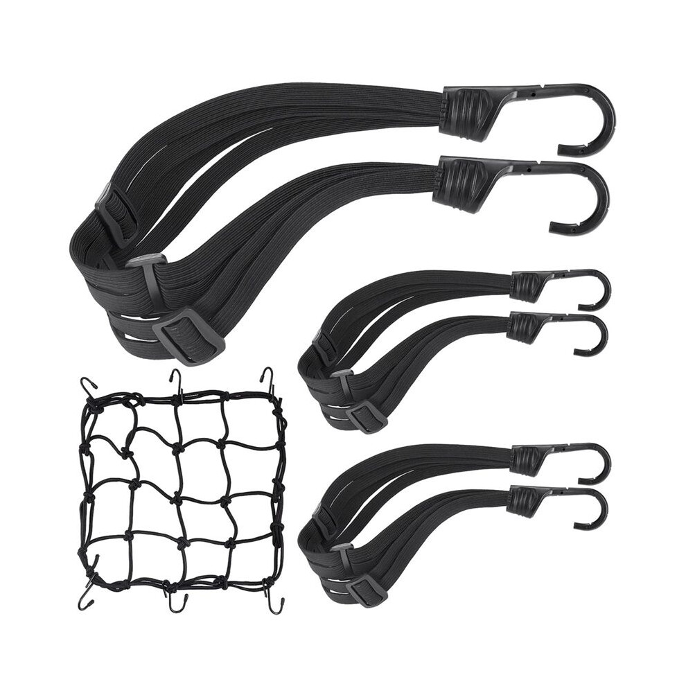 3Pcs Motorcycle Helmet Rope High Retractable Black Luggage Helmet Mesh Elastic Rope Strap With Cargo Net 4711981083109