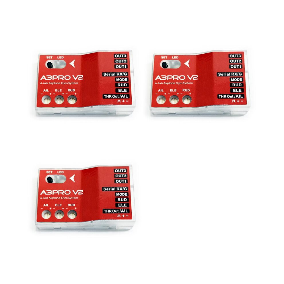 3X A3 Pro V2 6-Axis Gyro Stabilizer Flight Controller /Gyroscope For Rc Fixed-Wing/Delta-Wing V-Tail Airplane Elevator Red 6032797476090