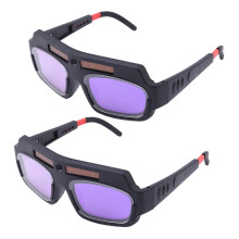 2pc Solar Powered Auto Darkening Welding Mask Helmet Goggles  Glasses Arc Anti-shock Lens For Eye Protection