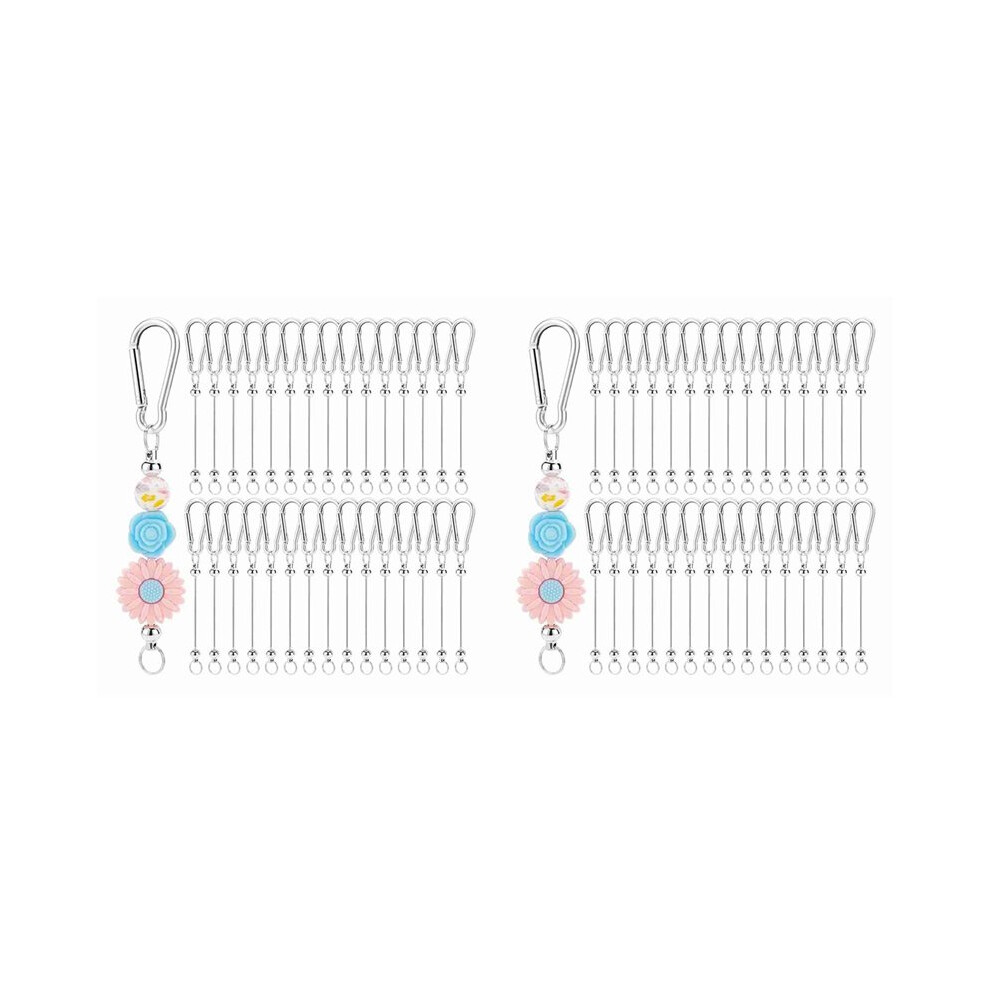 40Pcs Beadable Keychain Bars,Colorful Blank Bead Keychain Bulk Metal Beadable Keychain Bars For Crafts Pendant Jewelry A 4713337786184