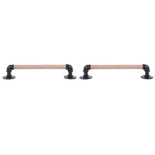 2X Industrial Style Pipe Furniture Handle Barn Sliding Wooden Door Handles Black Vintage Wrought Iron Rope Handle