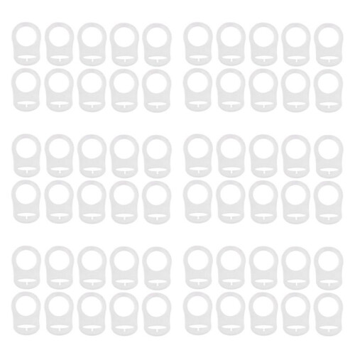 60 Pcs Button Silicone Ring Mam Pacifier Holder Mannequin Clip Adapter Transparent