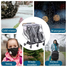 Double Stroller Rain Cover, Weather Shield Double Stroller for Side By Side Seats Twin Stroller, Baby Outdoor