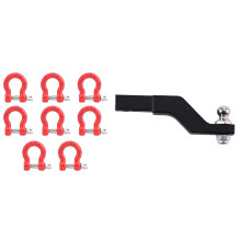 1 Pcs Black RC Car Metal Trailer Hook Drop Hitch Receiver & 8Pcs Red Front Rear Bumper Trailer Hook Tow Rescue Hook