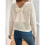 Damen Langarmpullover Herbst und Winter Süßer Rundhalsausschnitt Einfarbiger Strickpullover Reis Aprikose S 3