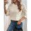 Damen Langarmpullover Herbst und Winter Süßer Rundhalsausschnitt Einfarbiger Strickpullover Reis Aprikose S 5