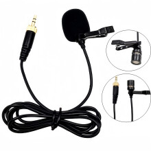 3,5 mm lavalier-mikrofon med slipsklips og klammer, kompatibel med Sennheiser, svart