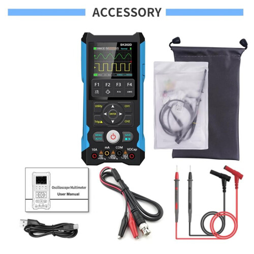 SK202D Handheld Oscilloscope Multimeter,80MHz Bandwidth,200MS/S Sampling Rate,6000 Counts Voltage,Current,Capacitor Test 2