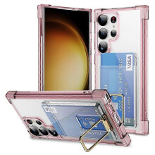 Kompatibel mit Samsung Galaxy S25 Ultra Hülle, verstärkte Ecken, TPU + Acryl-Handyhülle mit Ständer