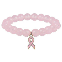 Braccialetto intrecciato Veeki per la lotta contro il cancro al seno, con nastro rosa, braccialetto pavé per sopravvissuti al cancro, compa