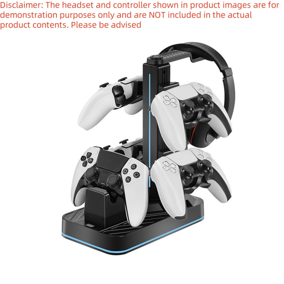 Rgb All-In-One Gaming Organizer: Ps5 Controller Charging Station With Headset Stand - Multi-Device Dock & Led Lighting 9148293579481