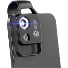 200x telefoonmicroscoop in zakformaat met LED-verlichting, draagbare digitale microscoop met camera-opzetstukken, opklikbare microscopische
