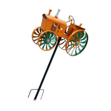 Elegant Rotating Metal Tractor Windmill Stake Decorative Accent