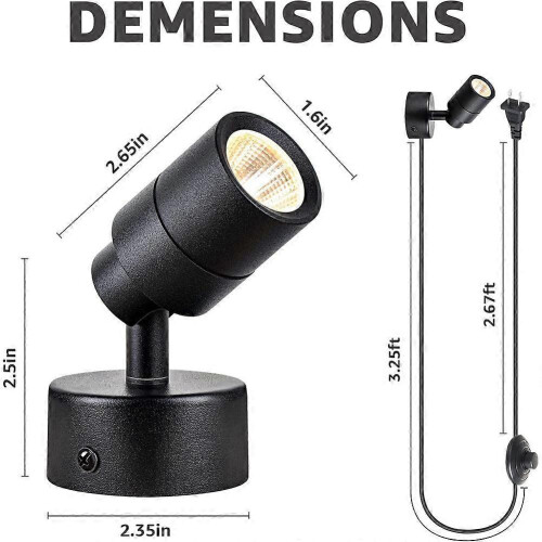 Spots LED d'intérieur, éclairage indirect 3W, projecteur de sol, 3000K, prise US_P 2