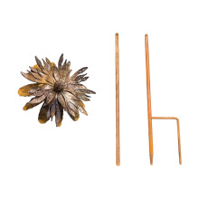 Piquet de jardin en forme de fleur en fer rouillé, pour pelouse