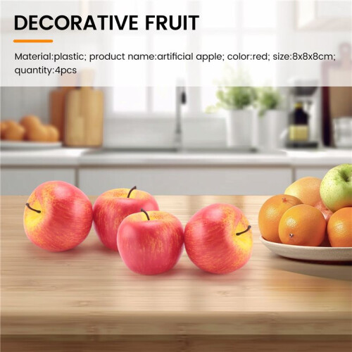 4 Large Artificial Red Apples-Decorative Fruit 1