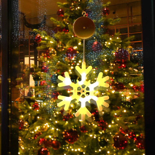 Luzes de Natal de LED para janelas Viflosae com ventosas