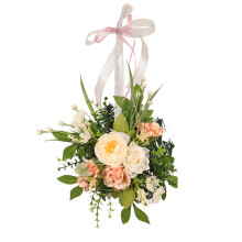 Couronne de fleurs artificielles 40 x 25 cm en soie et PVC