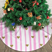 Gonna per albero di Natale da 91 cm, a righe rosa con glitter dorati