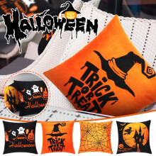 Halloween-applicatie kussensloop van katoen en linnen, 45 cm x 45 cm