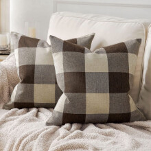 Linnen kussenslopen met buffelruitpatroon 45x45cm (2 stuks)