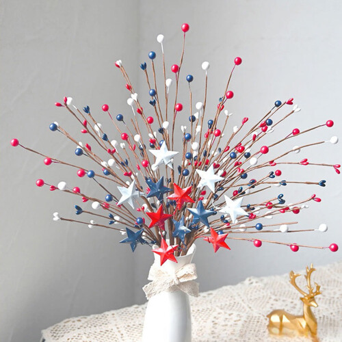Red White Blue Artificial Flower Sprig 40cm